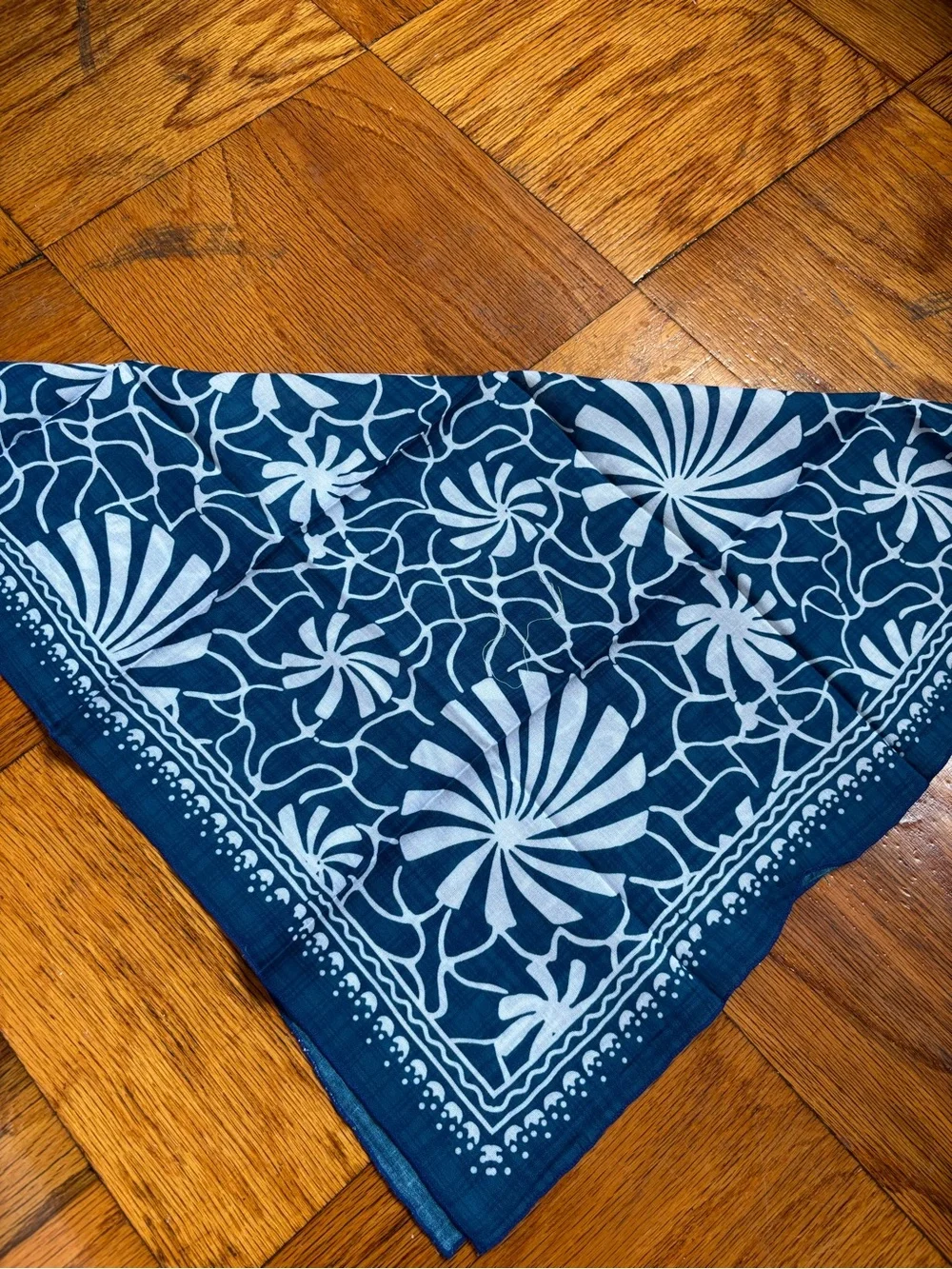 Navy Blue Floral Bandana Scarf